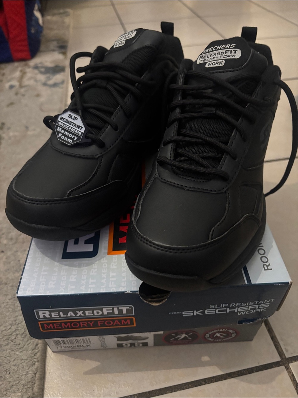 Skechers Black Slip-Resistant Relaxed Fit Work Shoes